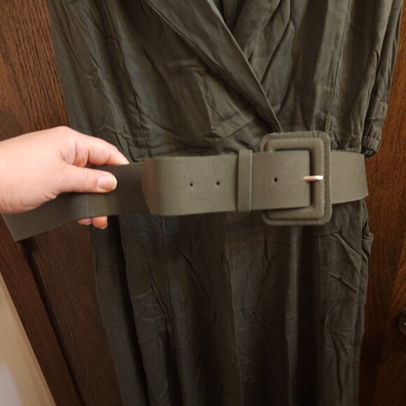Torrid Size 3 (22/24W) Olive Green Twill Sleeveless Midi Belted Dress NWT - Picture 10 of 16